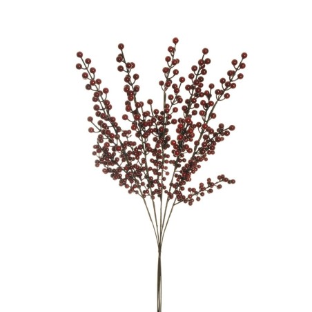 Lot de 8 - Bouquet artificiel de baies d'ilex X5, 74,5 cm - rouge 