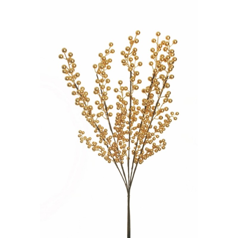 Lot de 8 - Bouquet artificiel de baies d'ilex X5, 74,5 cm - or 