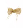 Lot de 480 - Pic artificiel étoile pailletteuse avec ruban jute, 21,5 cm - or 