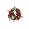 Lot de 12 - Couronne de bougie artificielle houx, cyprès, pommes et baies, D. 16 cm - rouge vert blanc 