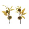 Lot de 24 - Tige artificielle de châtaigniers avec bogues et feuilles d'automne, 62 cm - vert clair marron 