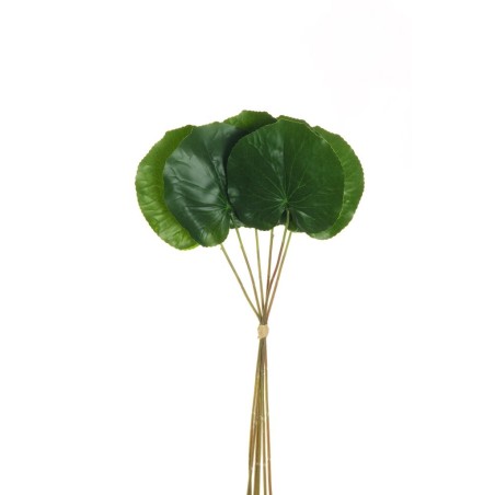 Lot de 24 - Bouquet artificiel de feuilles de galax toucher réel X6, 37,5 cm - vert 