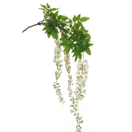 Lot de 24 - Tige suspendue artificielle de glycine X3, 180 cm - blanc 