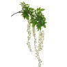 Lot de 24 - Tige suspendue artificielle de glycine X3, 180 cm - blanc 