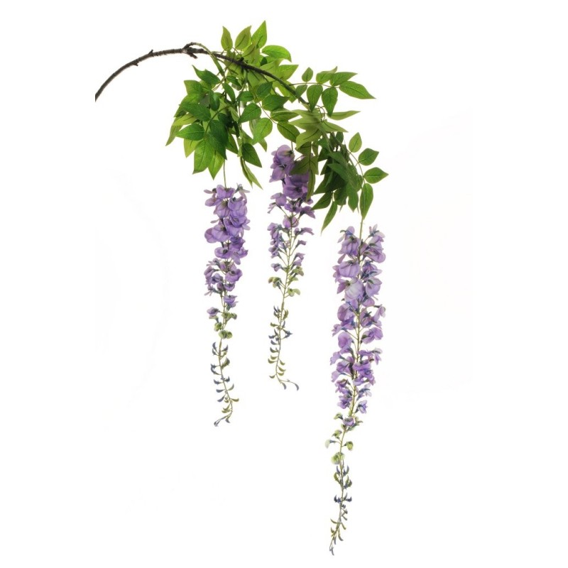 Lot de 24 - Tige suspendue artificielle de glycine X3, 180 cm - lavande foncée 