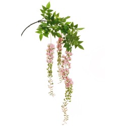 Lot de 24 - Tige suspendue artificielle de glycine X3, 180 cm - rose 