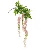Lot de 24 - Tige suspendue artificielle de glycine X3, 180 cm - rose 