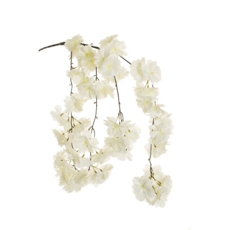 Lot de 24 - Tige suspendue artificielle de cerisier en fleurs, 130 cm - blanc 