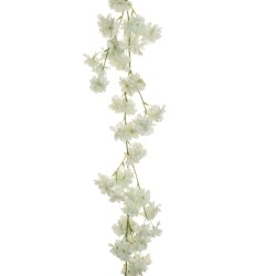 Lot de 12 - Guirlande artificielle de cerisier en fleurs, 178 cm - blanc 