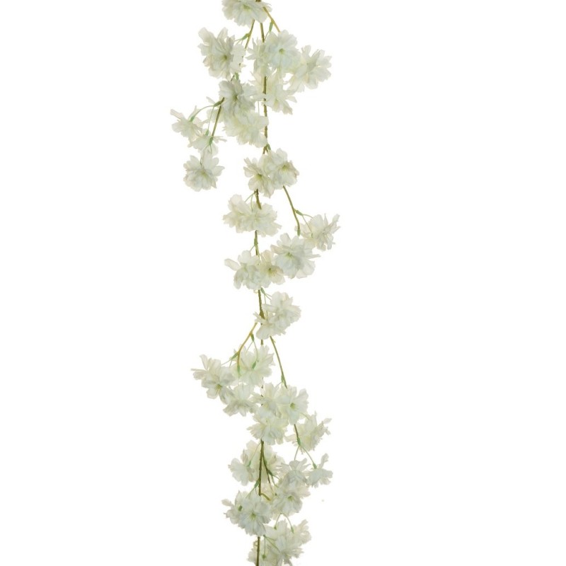 Lot de 12 - Guirlande artificielle de cerisier en fleurs, 178 cm - blanc 