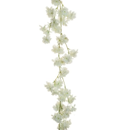 Lot de 12 - Guirlande artificielle de cerisier en fleurs, 178 cm - blanc 