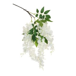 Lot de 24 - Tige suspendue artificielle de glycine X5, 105 cm - blanc 