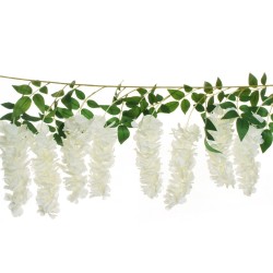Lot de 6 - Guirlande artificielle de glycine, 173 cm - blanc 