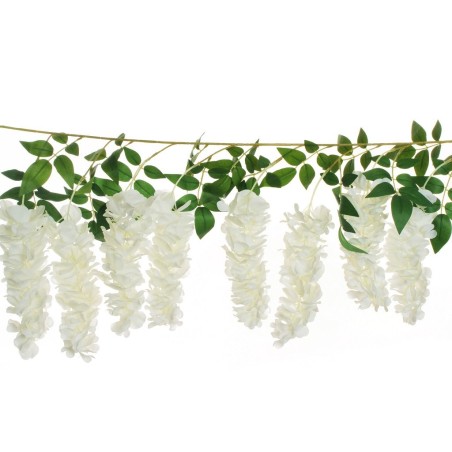 Lot de 6 - Guirlande artificielle de glycine, 173 cm - blanc 