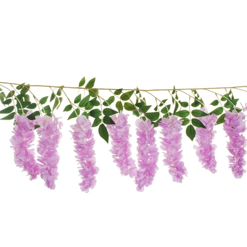Lot de 6 - Guirlande artificielle de glycine, 173 cm - lilas 