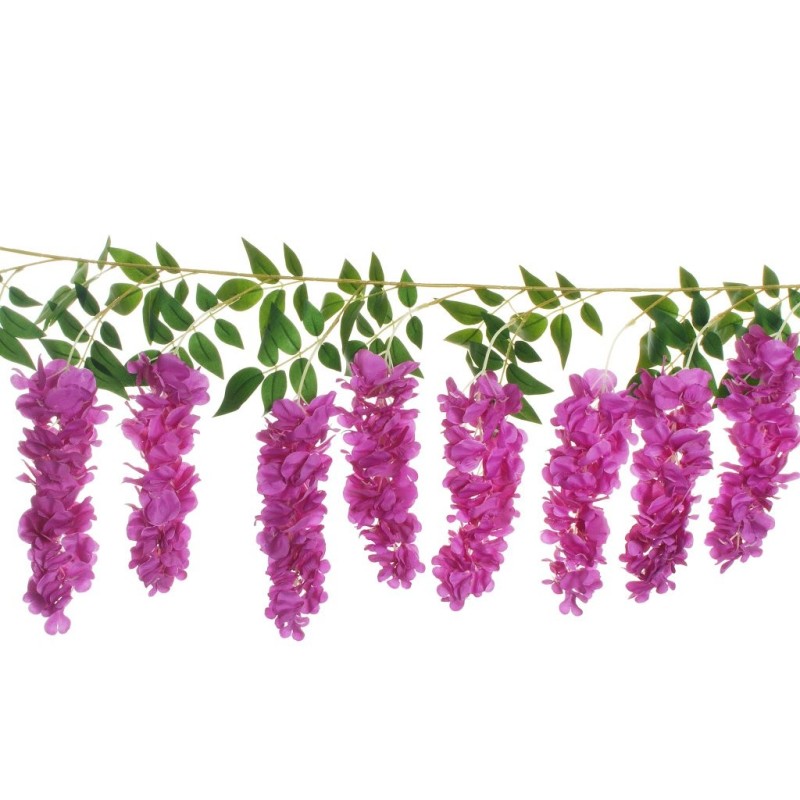 Lot de 6 - Guirlande artificielle de glycine, 173 cm - fuchsia violet 