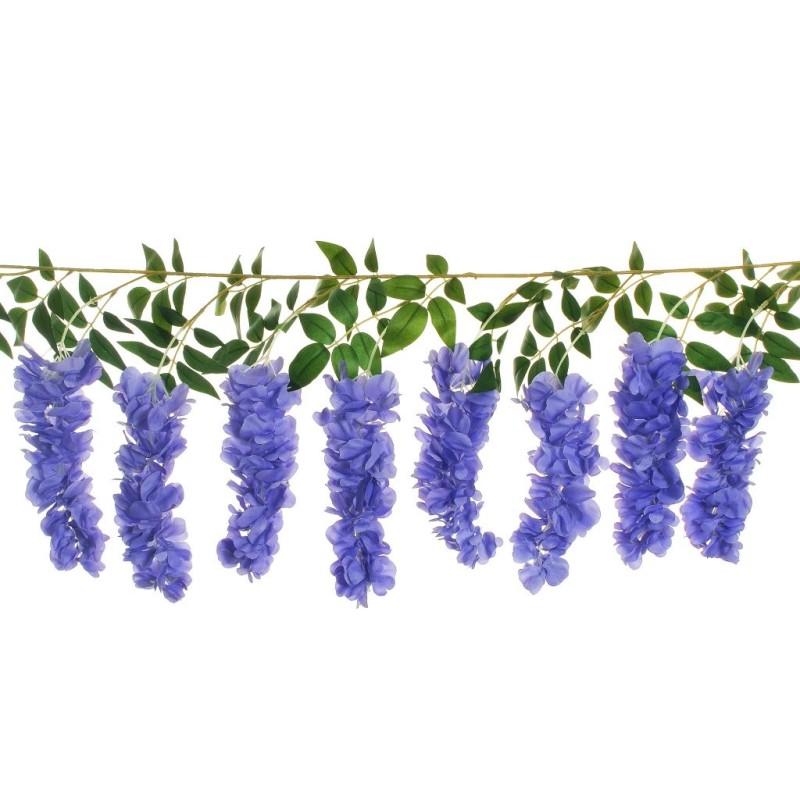 Lot de 6 - Guirlande artificielle de glycine, 173 cm - lavande foncée 