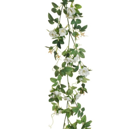 Lot de 6 - Guirlande artificielle de roses dogwood, 138 cm - blanc 