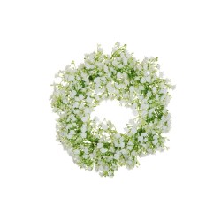 Lot de 6 - Couronne moyenne artificielle de gypsophile, D. 30 cm - blanc crème 