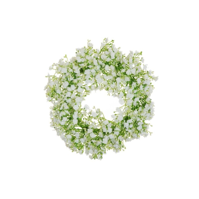 Lot de 6 - Couronne moyenne artificielle de gypsophile, D. 30 cm - blanc crème 