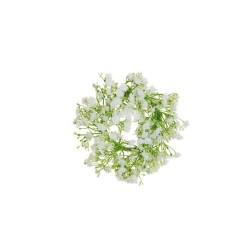 Lot de 12 - Petite couronne artificielle de gypsophile, D. 20 cm - blanc crème 