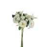 Lot de 12 - Bouquet artificiel de roses Austin X5, 36 cm - blanc 