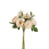 Lot de 12 - Bouquet artificiel de roses Austin X5, 36 cm - crème pêche 