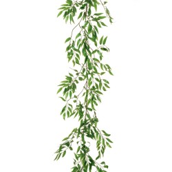 Lot de 12 - Guirlande artificielle de saule toucher réel, 170 cm - vert foncé 