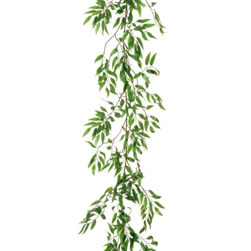Lot de 12 - Guirlande artificielle de saule toucher réel, 170 cm - vert foncé 