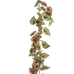 Lot de 12 - Guirlande artificielle de caladium, 180 cm - vert fuchsia 