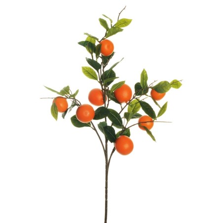 Lot de 12 - Tige artificielle d'oranges toucher réel X8, 95 cm - orange 