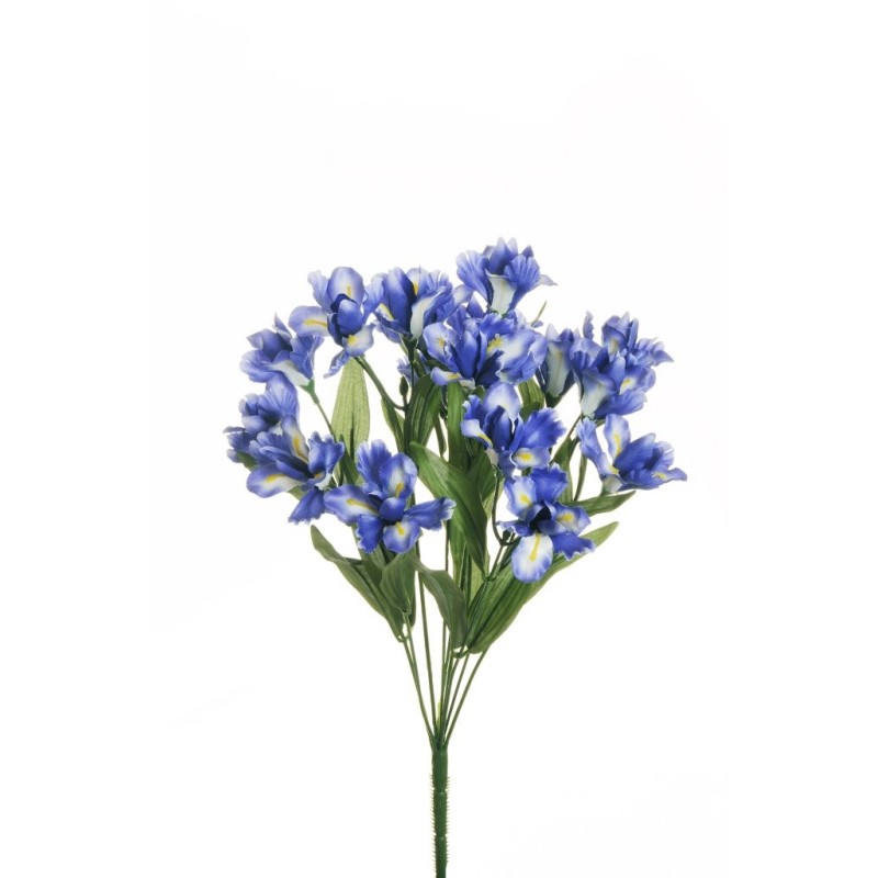 Lot de 12 - Mini buisson artificiel d'iris X9, 45 cm - bleu crème 