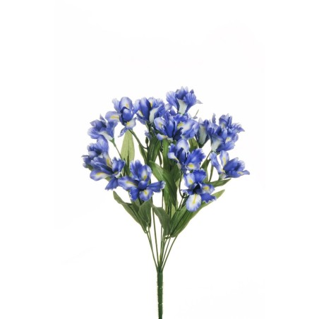 Lot de 12 - Mini buisson artificiel d'iris X9, 45 cm - bleu crème 