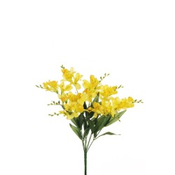 Lot de 12 - Buisson artificiel de frésias X9, 50 cm - jaune 