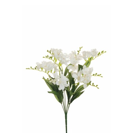 Lot de 12 - Buisson artificiel de frésias X9, 50 cm - blanc 