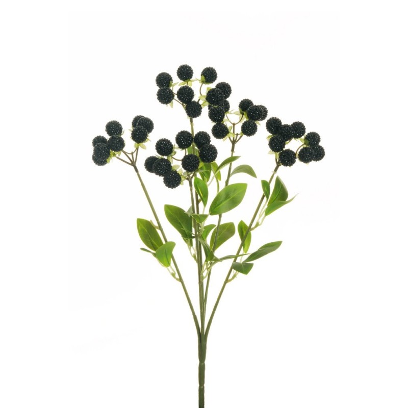 Lot de 24 - Buisson artificiel de mûres toucher réel X5, 46 cm - noir 