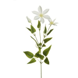 Lot de 24 - Tige artificielle de clématite floquée X3, 72 cm - blanc 