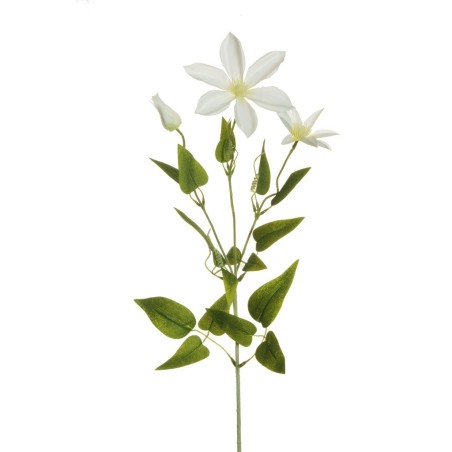 Lot de 24 - Tige artificielle de clématite floquée X3, 72 cm - blanc 