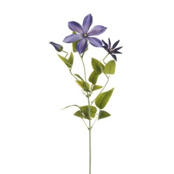 Lot de 24 - Tige artificielle de clématite floquée X3, 72 cm - violet lavande 