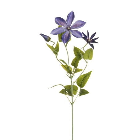 Lot de 24 - Tige artificielle de clématite floquée X3, 72 cm - violet lavande 