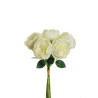 Lot de 12 - Bouquet artificiel de roses chou X5, 38 cm - crème 