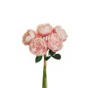 Lot de 12 - Bouquet artificiel de roses chou X5, 38 cm - rose clair fuchsia 