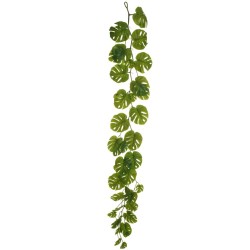 Lot de 12 - Guirlande artificielle de philodendron monstera impression 3D toucher réel, 180 cm - vert 