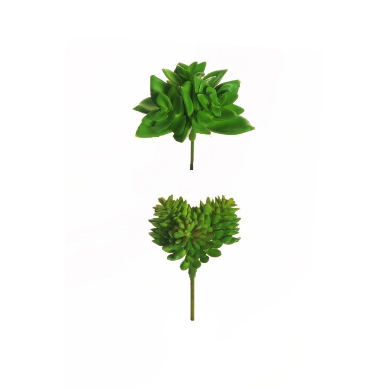 Lot de 36 - Mini sedum album et echeveria artificiels, 12 cm - vert 
