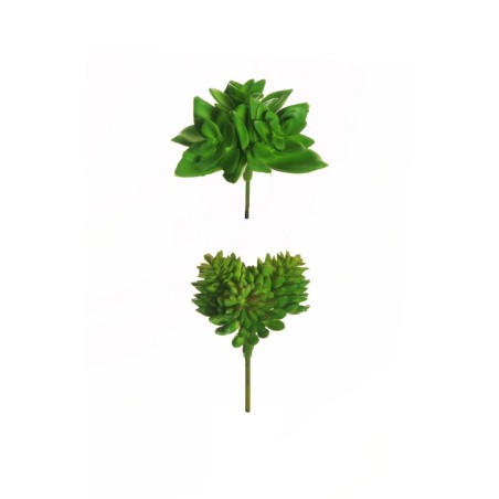 Lot de 36 - Mini sedum album et echeveria artificiels, 12 cm - vert 