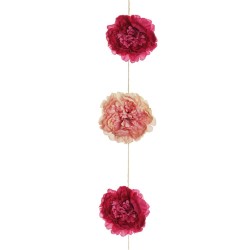 Lot de 48 Guirlande de pivoines avec 9 fleurs, 205 cm chaque pièce dans un sac en polyéthylène artificiel fuchsia + rose antique