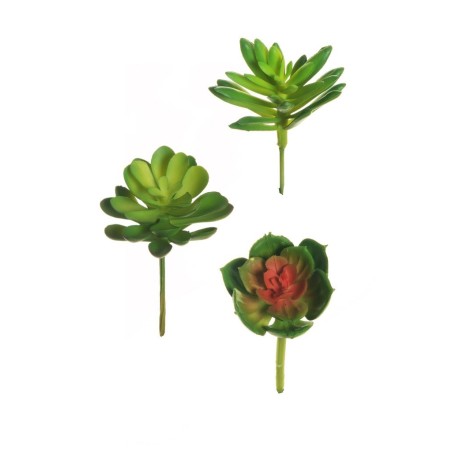 Lot de 72 - Mini echeveria et crassula artificielles, 12 cm - vert clair bordeaux 