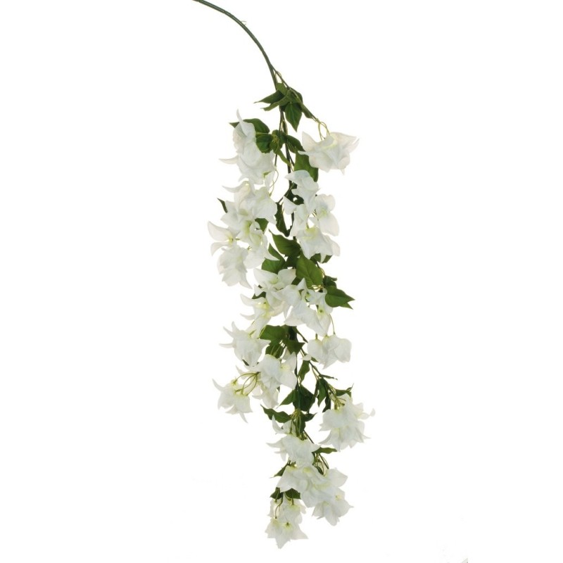 Lot de 6 - Branche géante suspendue artificielle de bougainvillier, 146,5 cm - blanc 