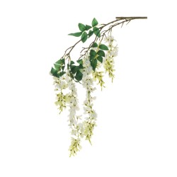 Lot de 18 - Tige suspendue artificielle de glycine X5, 133 cm - blanc 
