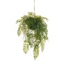 Lot de 12 - Petite plante suspendue artificielle de fougères sur terreau avec corde, 60 cm - vert 
